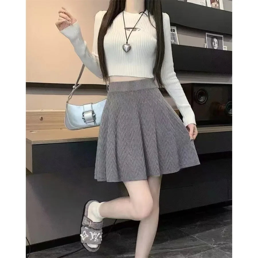 Korean Soft-Girl Knit Skirt — Pear-Shape Flattering Midi — view 7