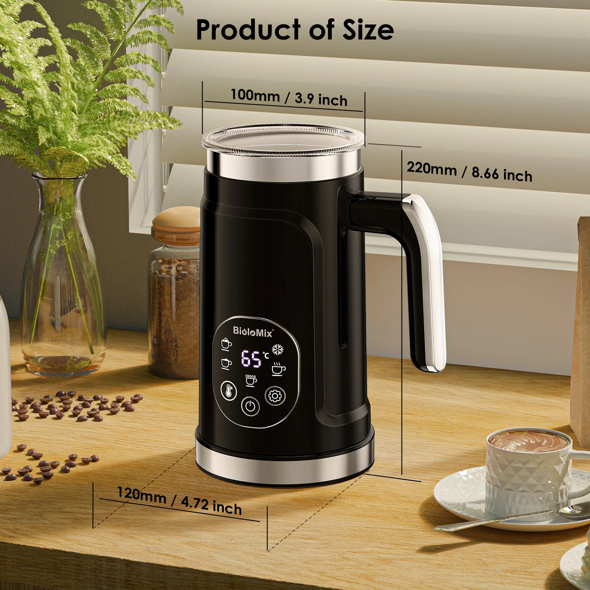 BioloMix 5-in-1 Milk Frother – LED Touchscreen Hot & Cold Foam Maker for Lattes & Coffee — view 5 of beauty & personal care