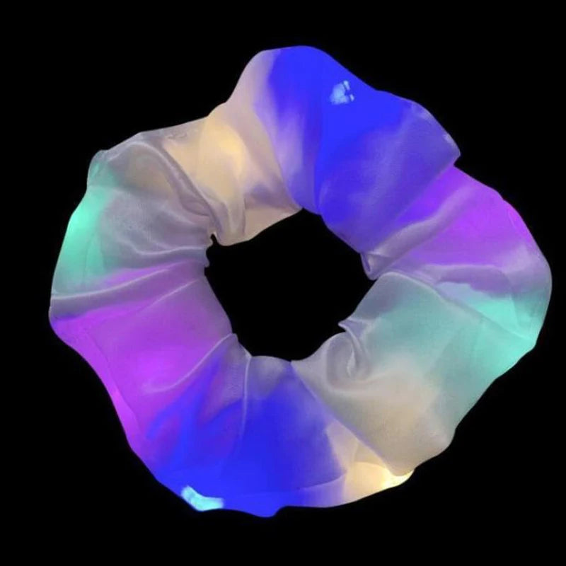 LED Light-Up Luminous Hair Scrunchie Set - Glowing Scrunchies for Girls