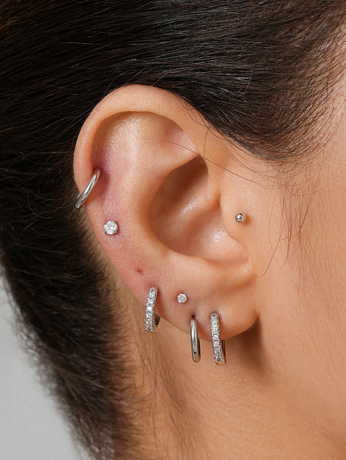 Women's 10-Pair Small Gold Hoop Stud Earring Set — 18K Gold Plated Jewelry — view 4 of jewelry