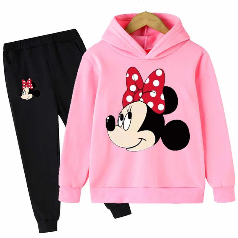 Minnie Mouse Cotton Casual Newborn Baby Boys Girls Outfits Suit Hoodies Tops+Pants 2Pcs