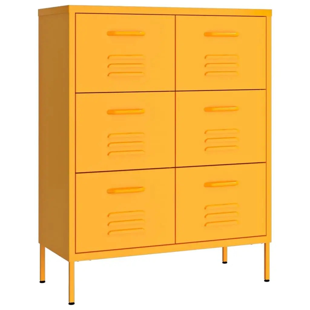 Mustard Yellow Steel Drawer Cabinet – Stylish 31.5"x13.8"x40" Storage for Home & Office