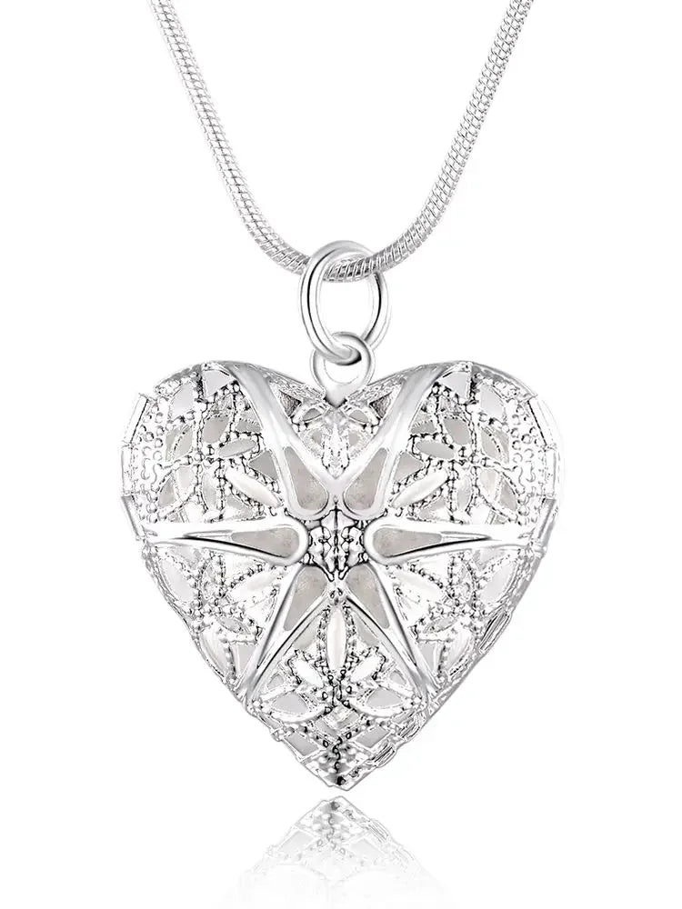 Unisex 925 Sterling Silver Photo Frame Pendant Necklace — Snake Chain Jewelry Gift — view 3 of jewelry