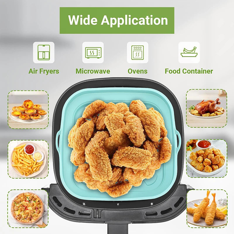 Foldable Silicone Air Fryer Basket Liner (Square) – Reusable Baking Tray for Oil-Free Cooking — view 3 of home & kitchen