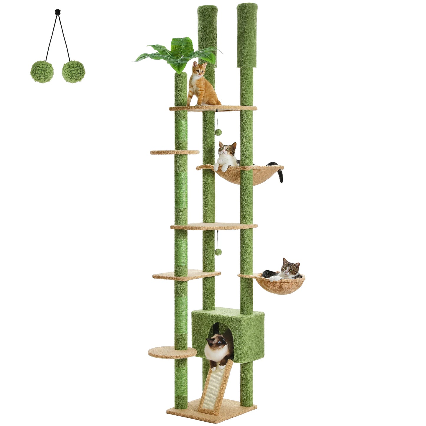 Height-Adjustable Wooden Cat Tree with Hammock & Sisal Scratching Post — product photo 9