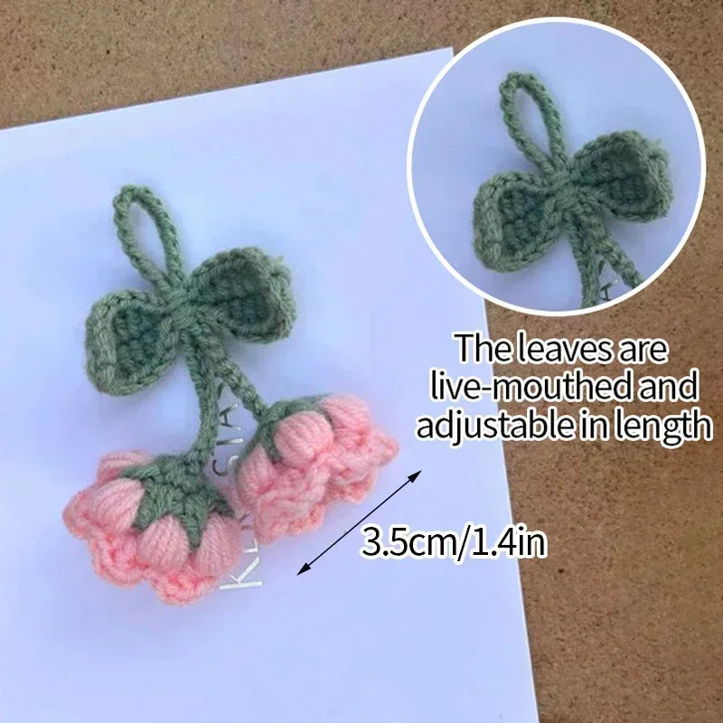 Home Decor Crochet Flower Pendant — Hand-Knitted Car Interior Hanging Decor & Bag Accessory — view 4 of home decor