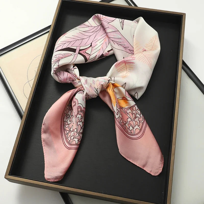 Luxury 70cm Silk Square Scarf Women Satin Bandana Print Scarves Head Band Fashion Lady Hair Shawl Wrap Female Neckerchief Hijab — view 9 of product