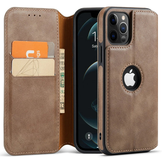 RFID-Blocking Leather Wallet Case for iPhone 11–16 Pro Max Slim Flip — view 1 of phone cases