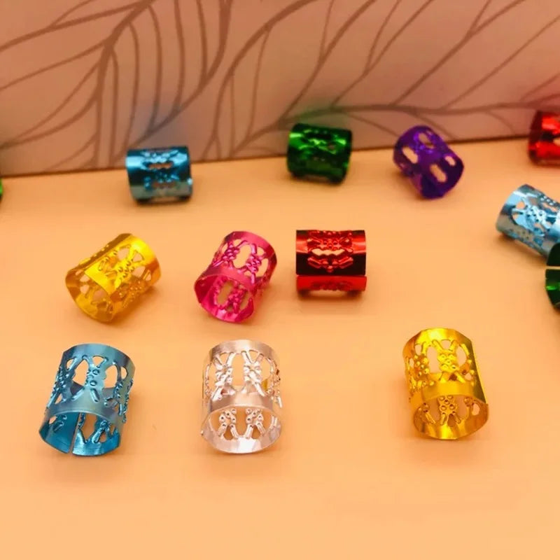 100pcs Dreadlock Hair Rings Adjustable Cuff Clip Hair Braids Loc Hair Jewelry for Braids Hairpin Girl Hair Accessorie Headwear