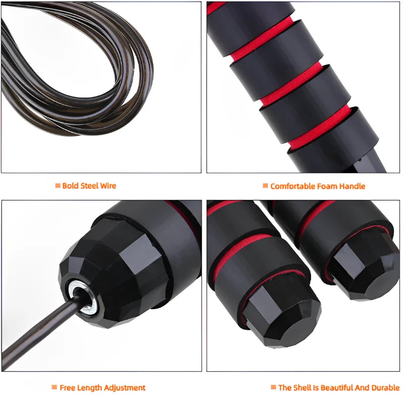 Jump Rope — Steel-Wire Adjustable Speed Rope, HIIT Boxing Skipping Workout — view 4 of sports & fitness