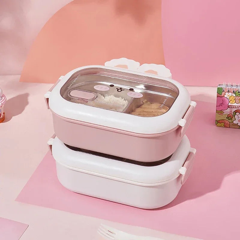 Stainless Steel Lunch Box Rabbit Design Large Capacity Divided Bento Box for Kids Adults — view 3 of food storage