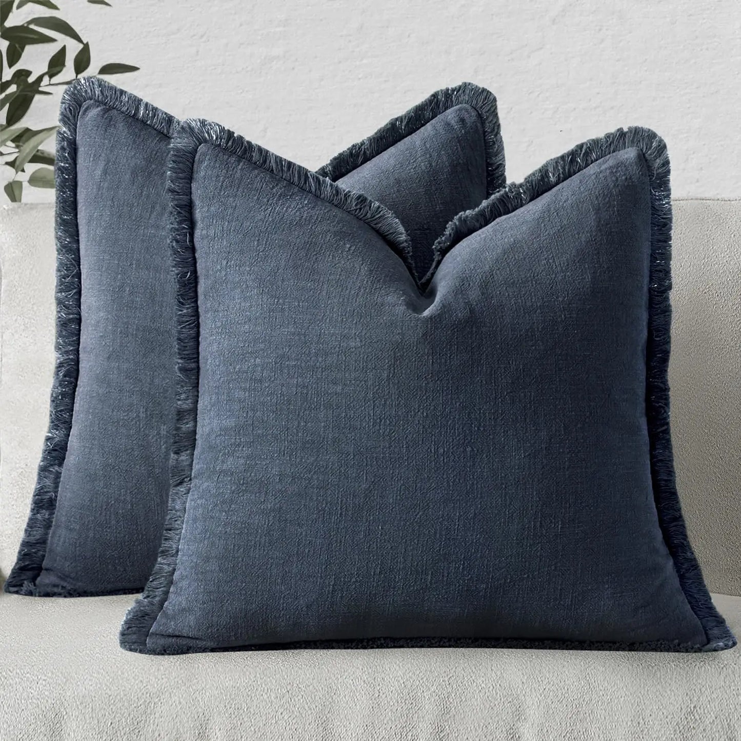 Linen Fringe Throw Pillow Cover — Boho Farmhouse Tasseled Accent Cushion Case — view 7 of cushion covers & pillow cases