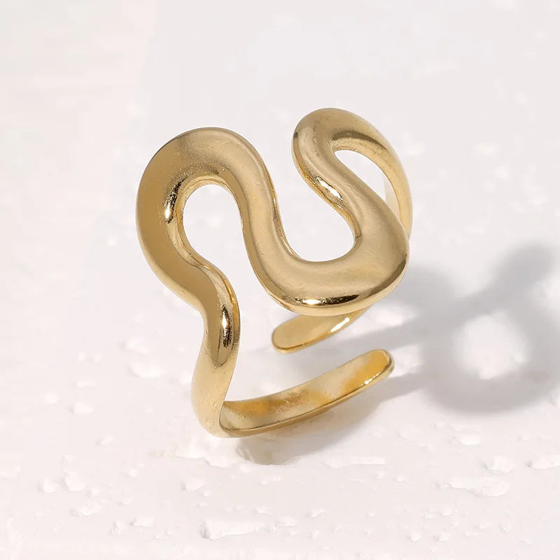 Women's Waterproof Open Ring — 18K PVD Gold Plated Stainless Steel Jewelry — view 9 of jewelry