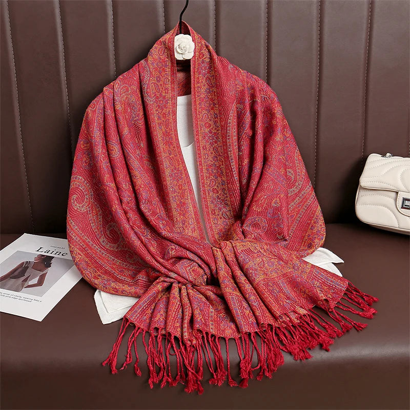 Pashmina Scarf in 58 Signature Shades — Cashmere-Feel Women's Tassel Shawl Wrap Color Stack — view 5 of scarves & wraps