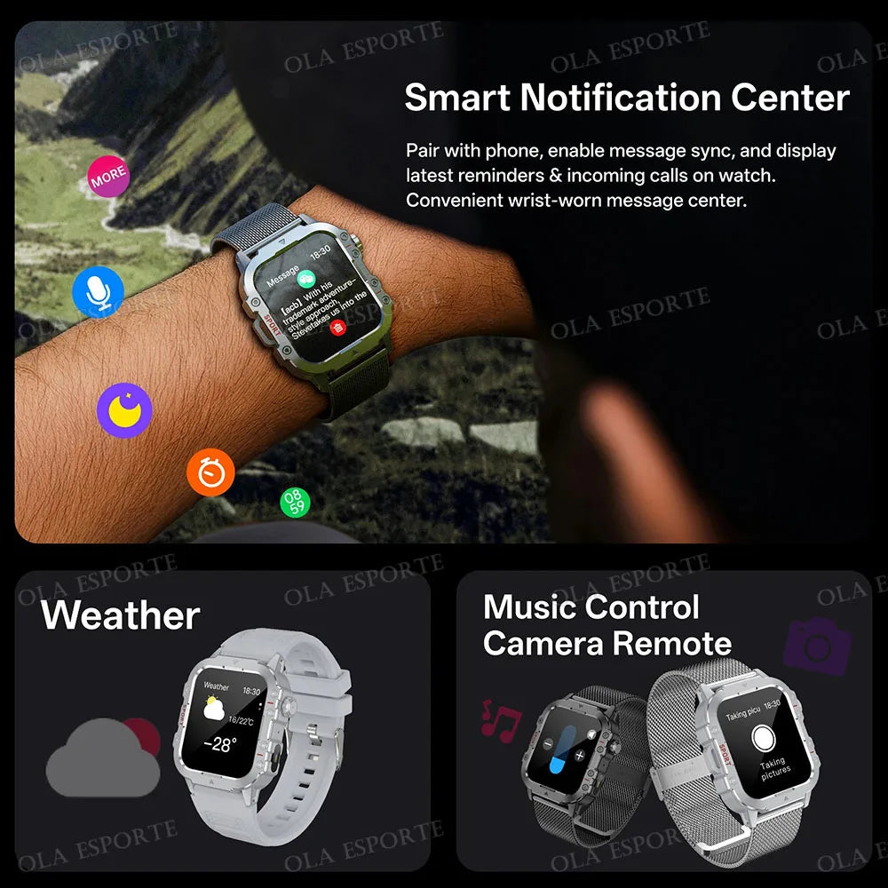 2025 Men's Military Smart Watch — IP67 3ATM Waterproof Outdoor Sports Smartwatch — view 2 of smart watches