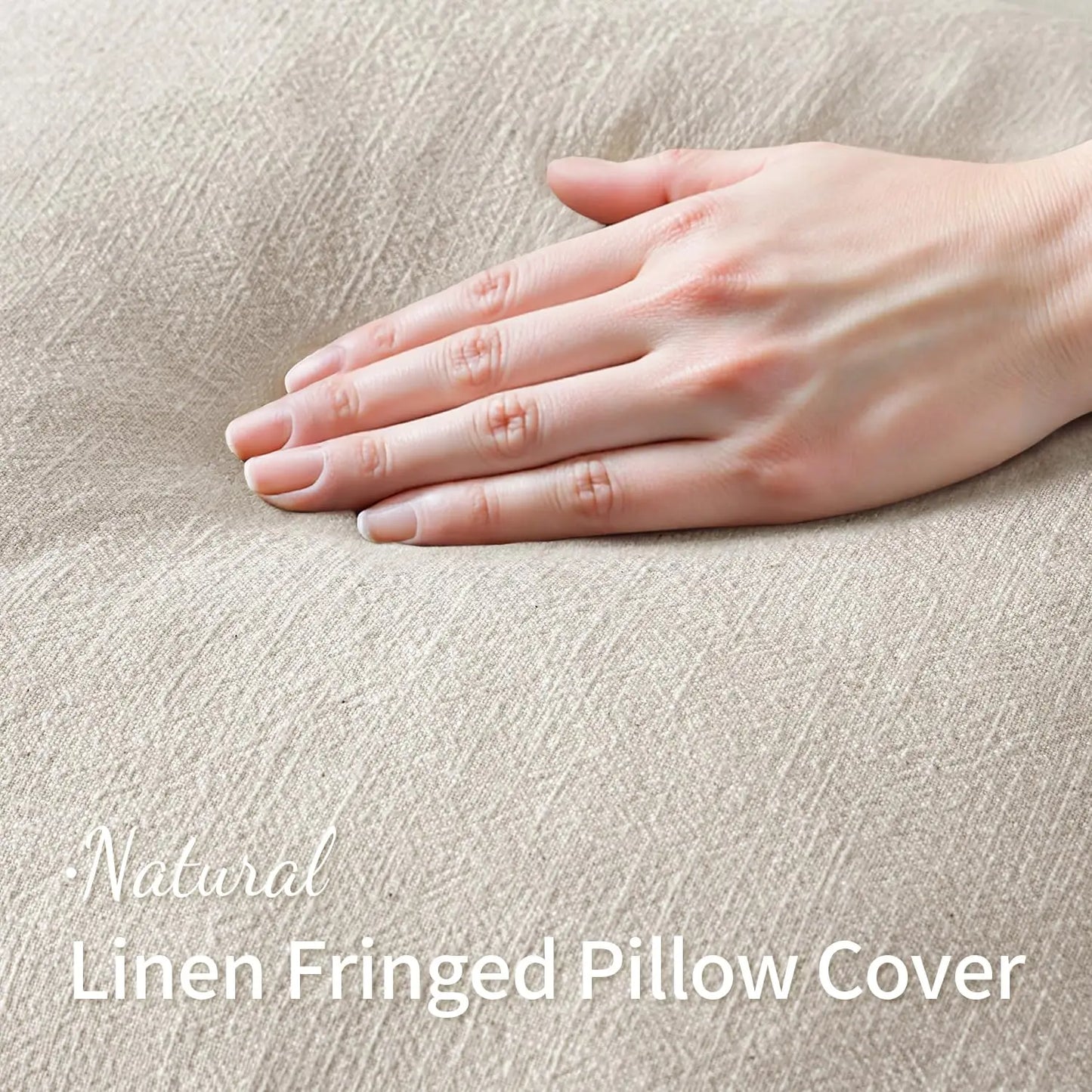 Linen Fringe Throw Pillow Cover — Boho Farmhouse Tasseled Accent Cushion Case — view 2 of cushion covers & pillow cases