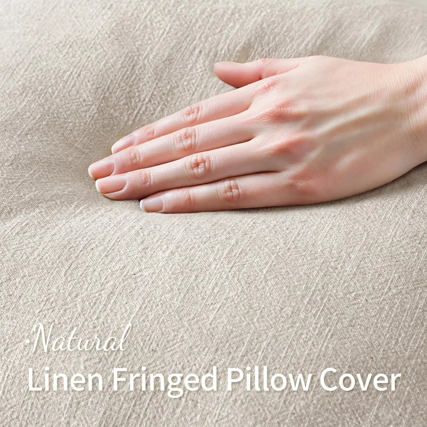Linen Fringe Throw Pillow Cover — Boho Farmhouse Tasseled Accent Cushion Case — view 2 of cushion covers & pillow cases