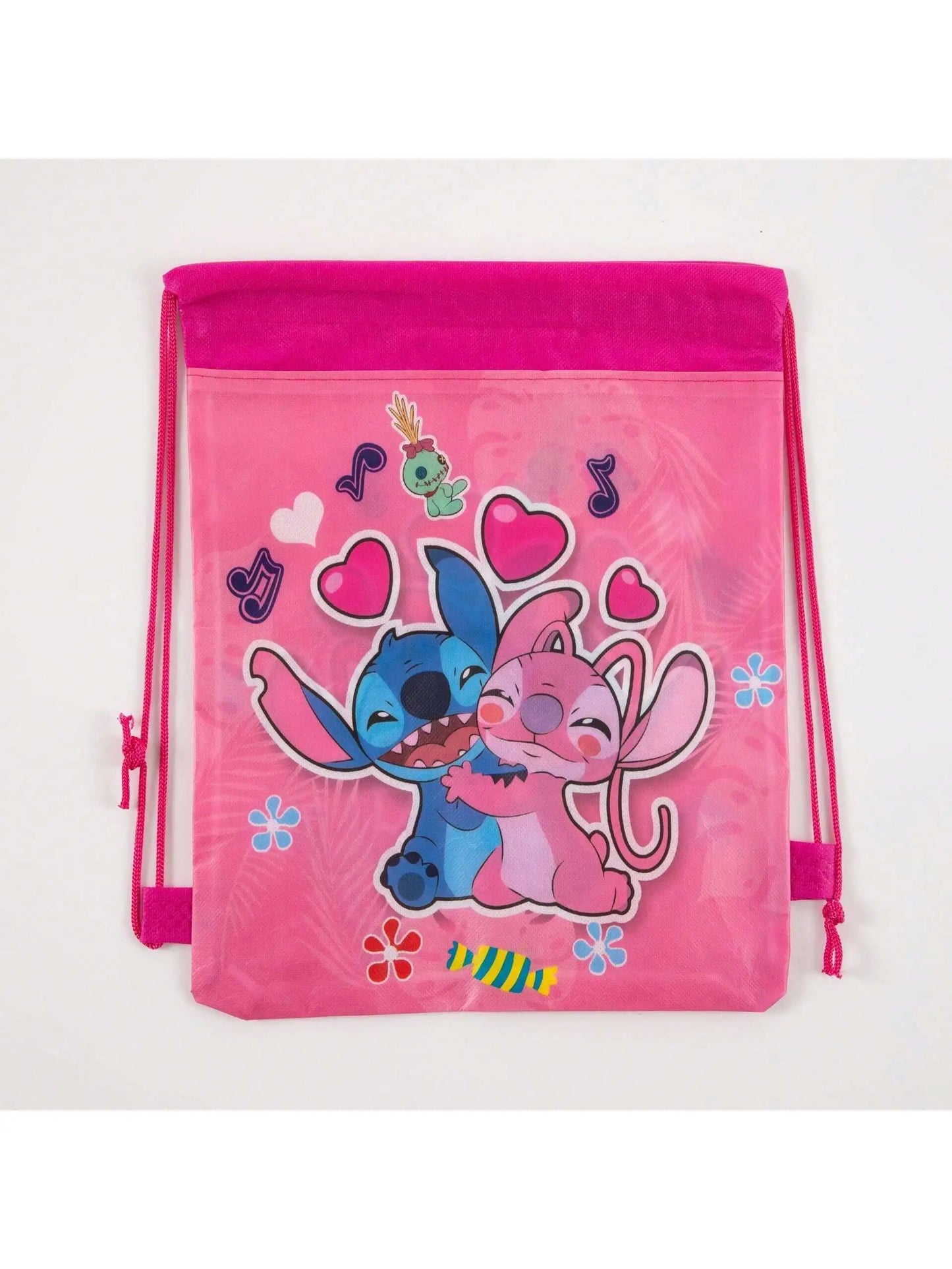 12pcs Colorful Cartoon Drawstring Party Bags - Kids Party Favor Backpacks, Hand Washable — view 3 of drawstring bags