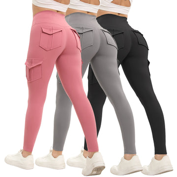 3-Pack High-Waisted Gym Leggings — Solid Color Fitness Yoga Pants Set — view 1 of sports & fitness