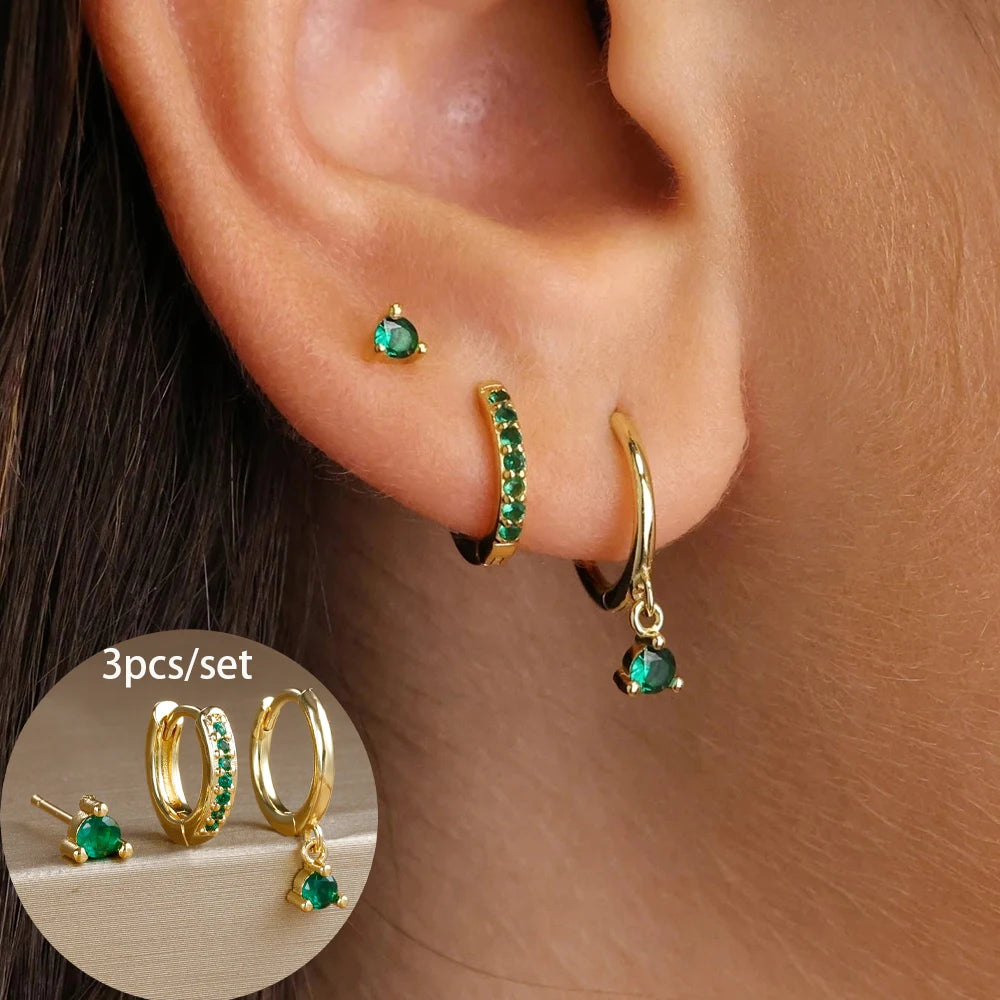 Women's 3pc Star Drop Earrings Set — 18K Gold Plated Round Dangle Jewelry — view 7 of jewelry