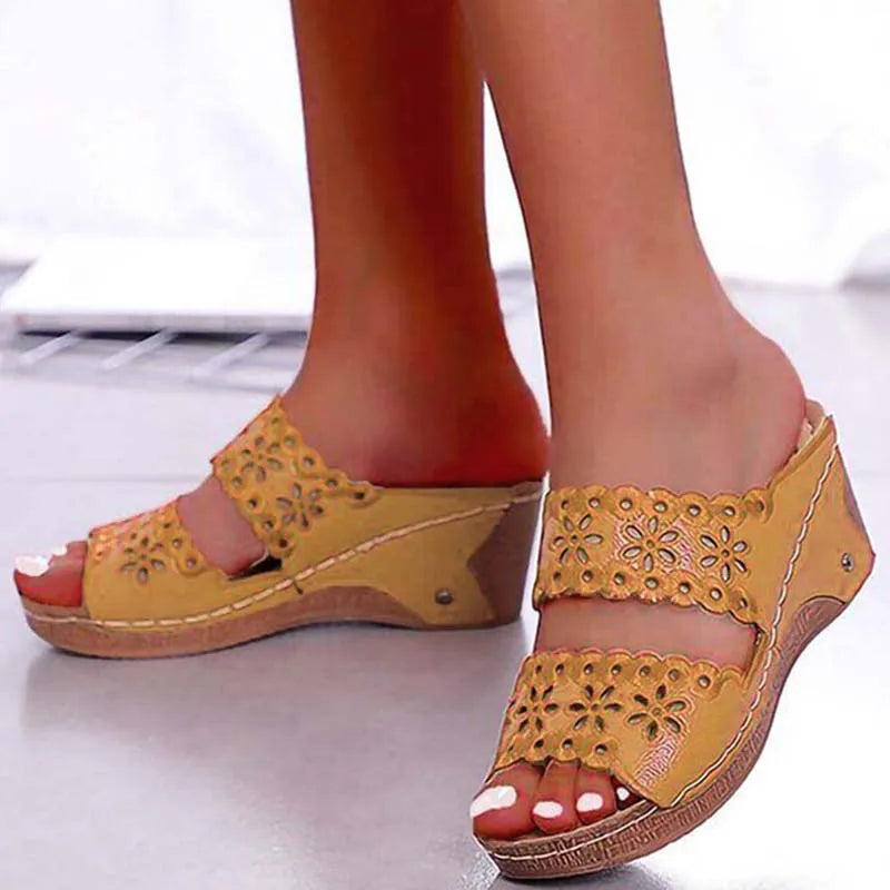 Sandals & Slides — Platform Wedge Slip-On Walking Sandals, Retro Comfort Slides — view 4 of sandals & slides