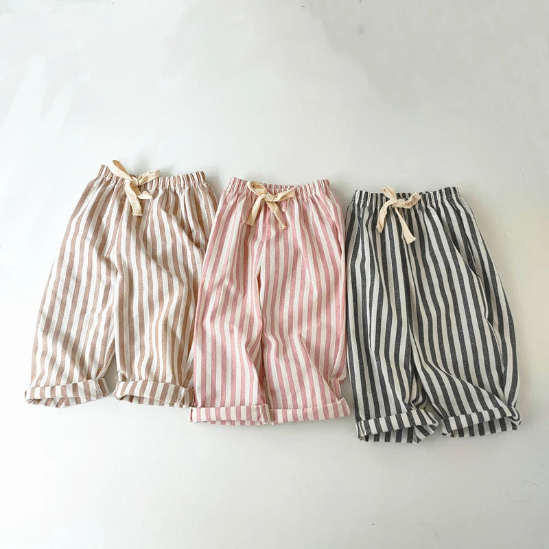 Toddler Linen Cotton Shorts - Breathable Summer Stripe Shorts for Kids — view 2 of toddler apparel