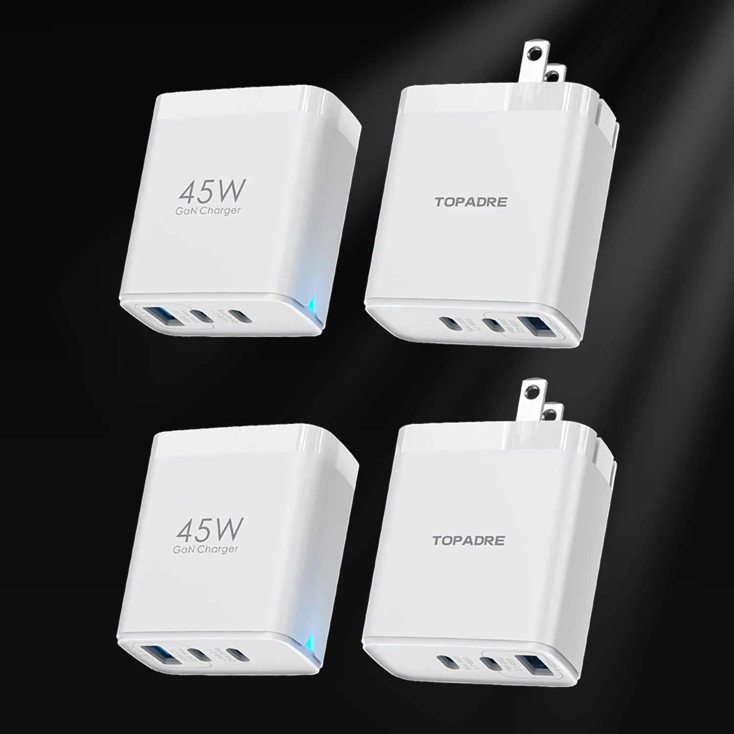 2-Pack 45W 3-Port USB Wall Charger — Quick Travel Fast Charge Adapter — view 12 of chargers & cables
