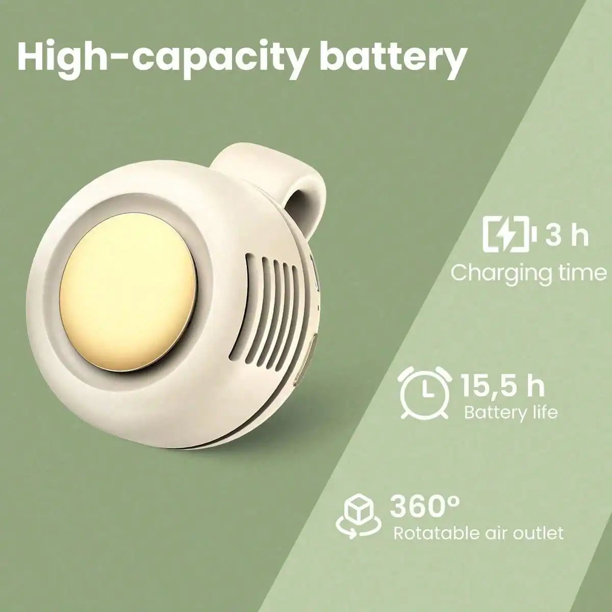 Clip-On Bladeless Mini Fan, 3 Speeds, Hands-Free Travel Fan — view 3 of personal fans