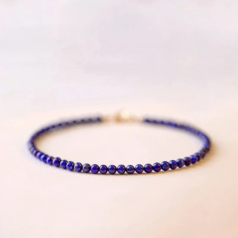 Crystal & Gemstone Lapis Lazuli Beaded Bracelet — 3mm Natural Blue Stones Fine Jewelry for Women — view 6 of crystal & gemstone