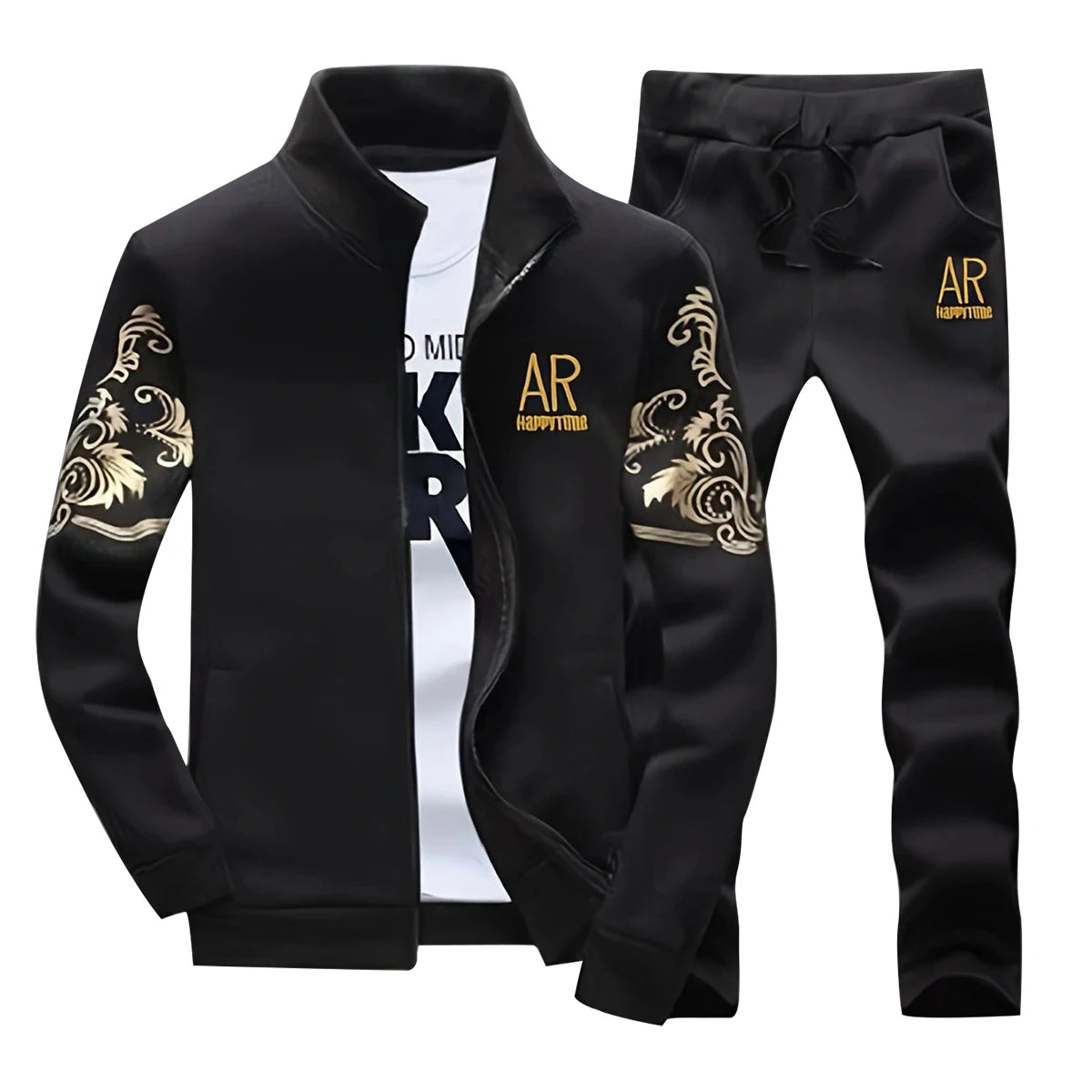 Men&rsquo;s Embroidered Stand-Collar Sports Suit &mdash; Cardigan Jacket + Straight-Leg Pants 2-Piece — view 7 of tracksuits