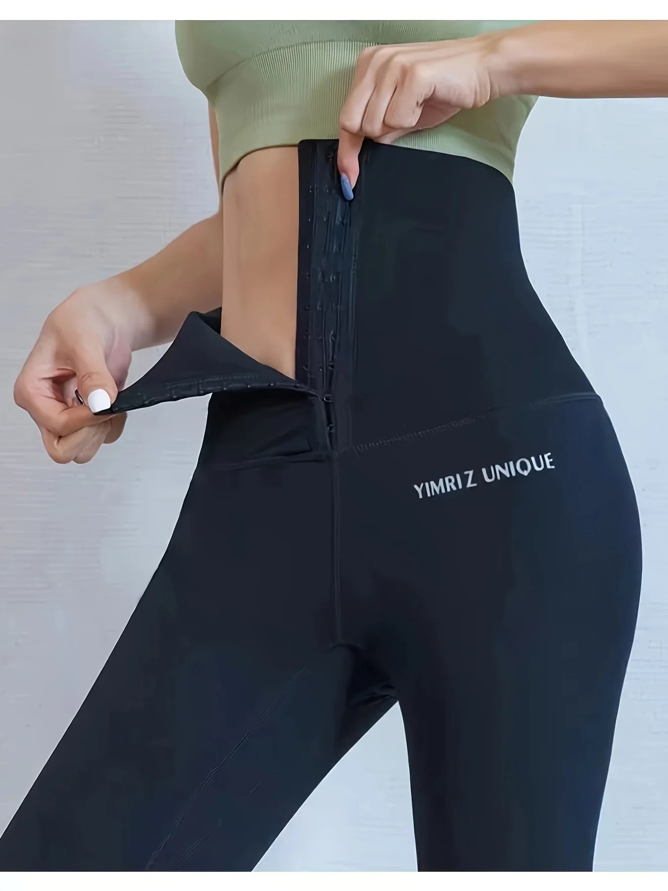 High-Waist Tummy-Control Leggings — Button-Closure Butt-Lifting Stretch Yoga Pants