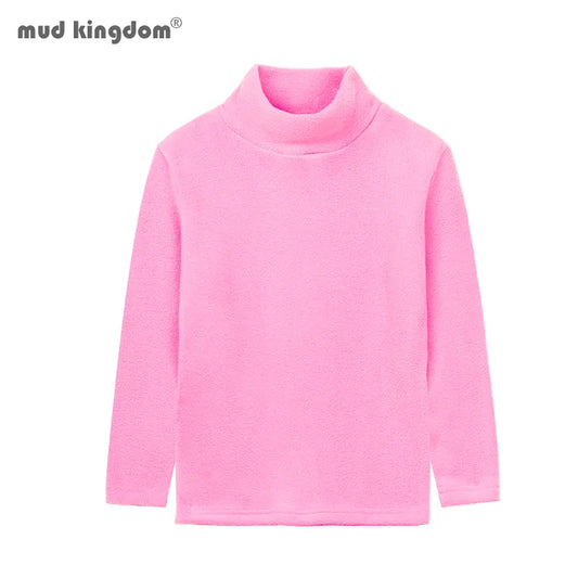 Mudkingdom Unisex Kids Fleece Shirts for Girls Long Sleeve Tops Boys Turtleneck High Collar Soft Warm Fall Winter Tshirts