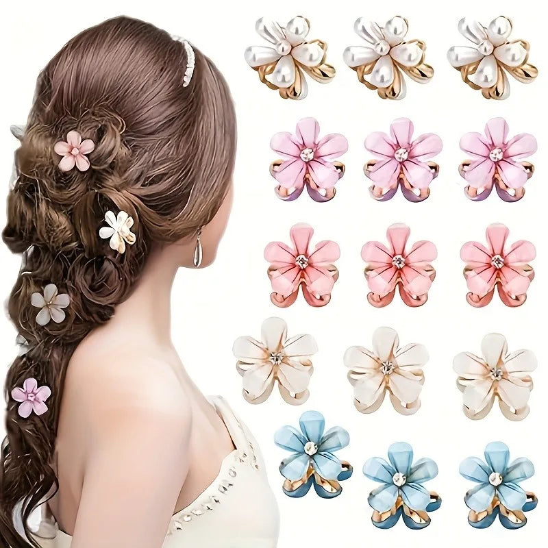 6pcs 3pcs 1pc Kids Women Girls Flower Shaped Hair Grab Clips, Faux Pearl Decorative Hair Barrettes Hair Decoration Accessories — view 3 of product