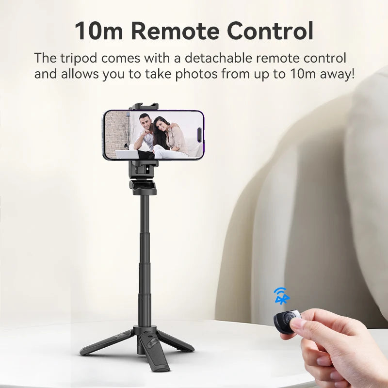 Ulanzi JJ02 Tripod with Remote Folded Wireless Selfie Stick for Smartphone iPhone Android with Phone Clip Cold Shoe