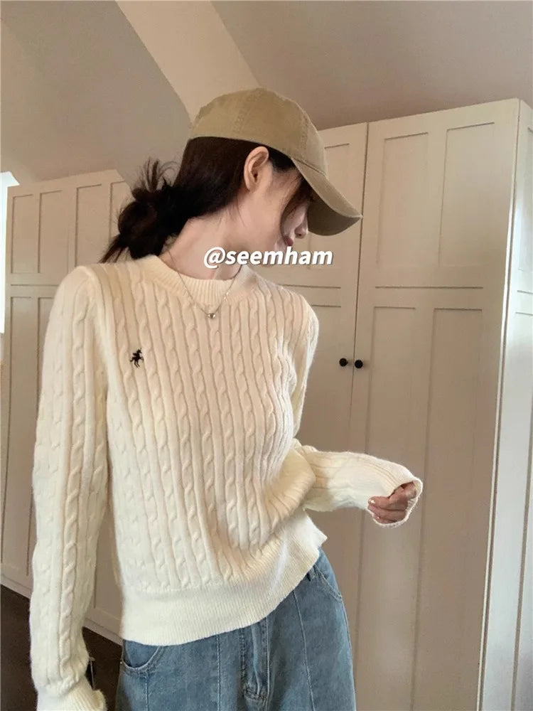 Womens 100% Wool Sweaters Spring Autumn O neck Knitted Pullovers Loose Bottoming Shirt Cashmere Fashion Jumper Solid YK2 Tops