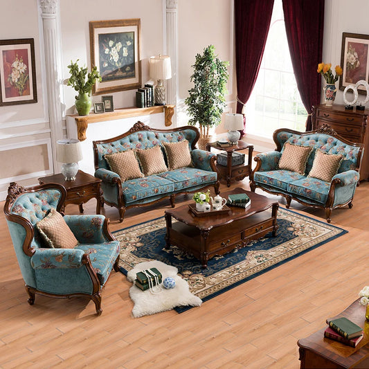 European style royal vintage classic sofa furniture luxury classic carved solid wood sofa set