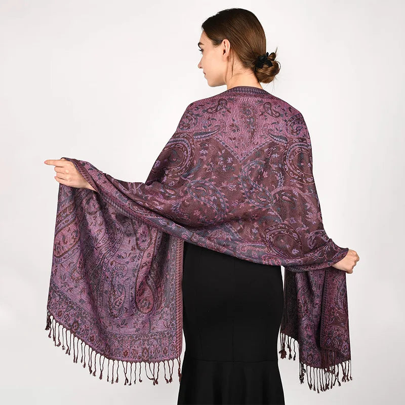 Hijab Scarf Long Pashmina — Lightweight Modest-Fashion Essential Cashmere Shawl Turban Head Wrap