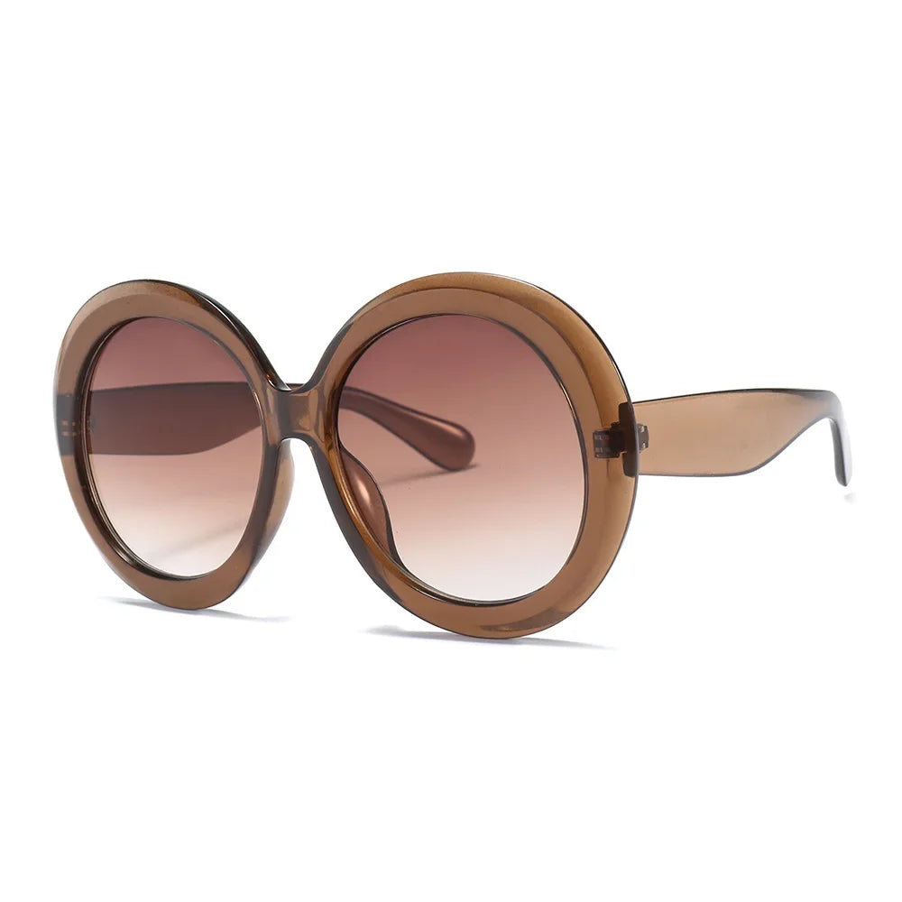 Oversized Round Sunglasses — Women's Gradient UV400 Retro Sun Glasses — view 7 of sunglasses