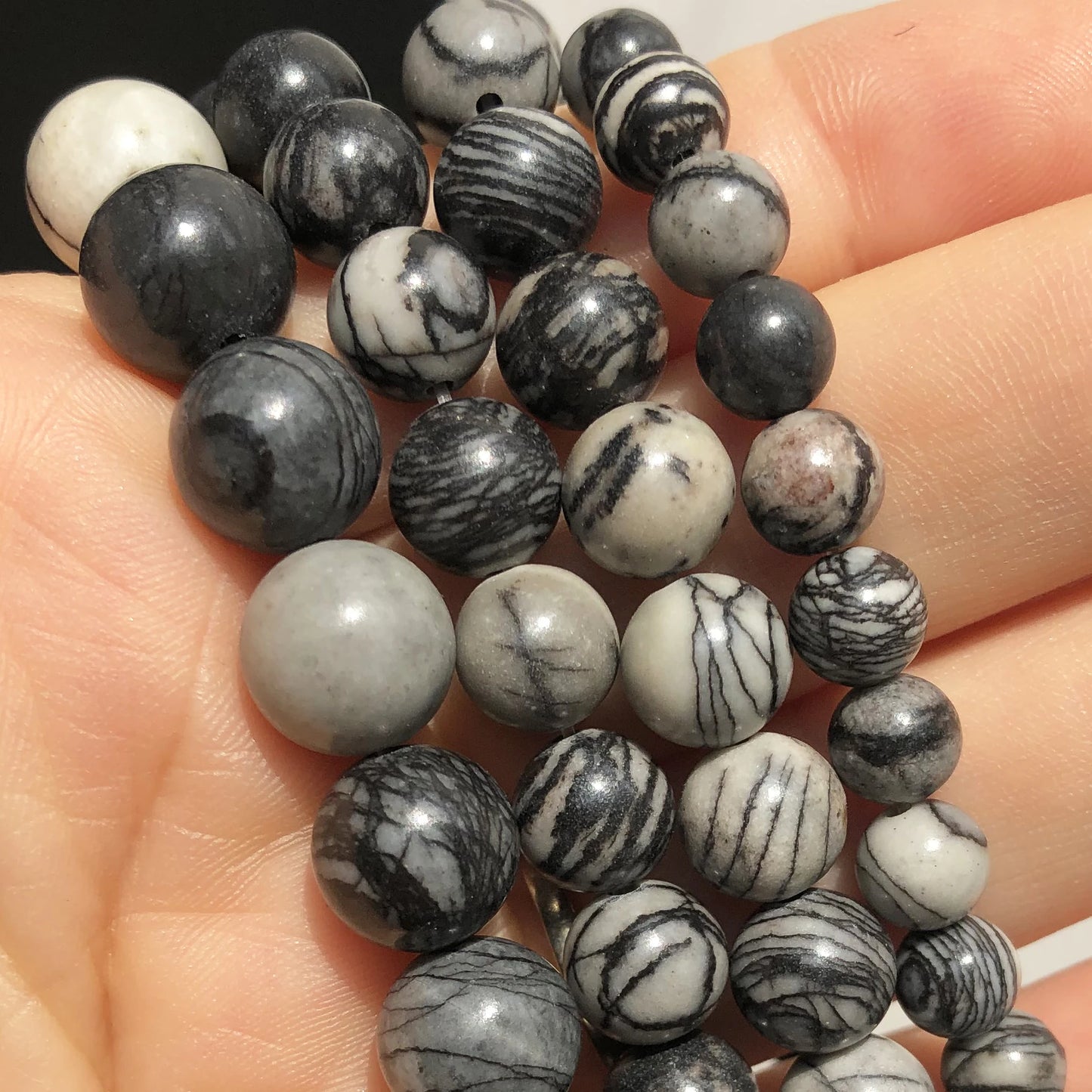 Pearl & Yooperlite Fire Sodalite Beads 15" — 8mm Glow Stone Strand for DIY Jewelry — view 11 of beads