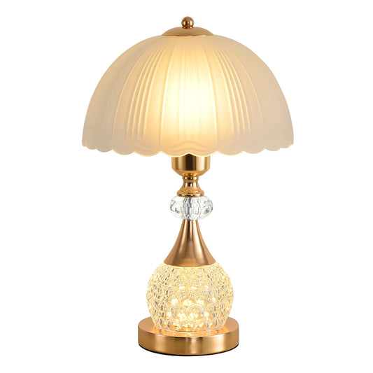 Crystal Petal Bedside Table Lamp &mdash; Luxury Dimmable Push-Button Nightstand Light for Bedroom — view 1 of lighting