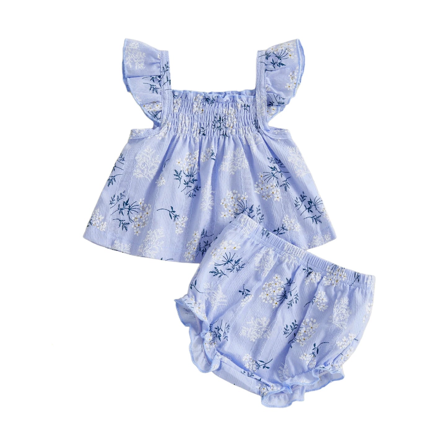 Toddler Girl Floral Flutter Sleeve Top & Shorts Set - Cottagecore Summer Outfit — view 9 of toddler sets