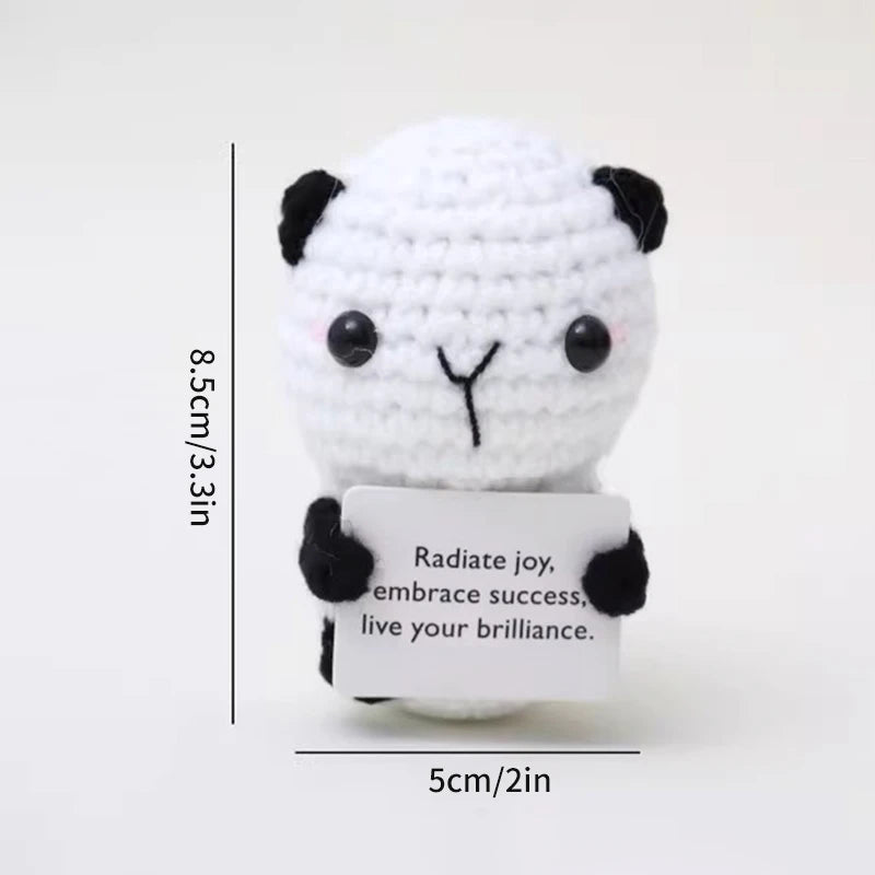 Home Decor Hand-Woven Crochet Ornament — Funny Vegetable Animal Doll with Hugging Card, Positive Energy Desk Accent & Gift