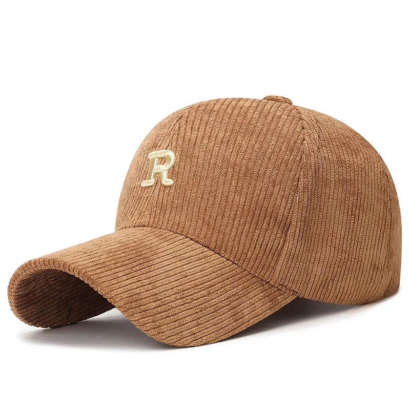 Corduroy Baseball Cap 3D-R Embroidered — Fall Winter Texture Trend Solid Adjustable Structured Hat — view 5 of hats & caps