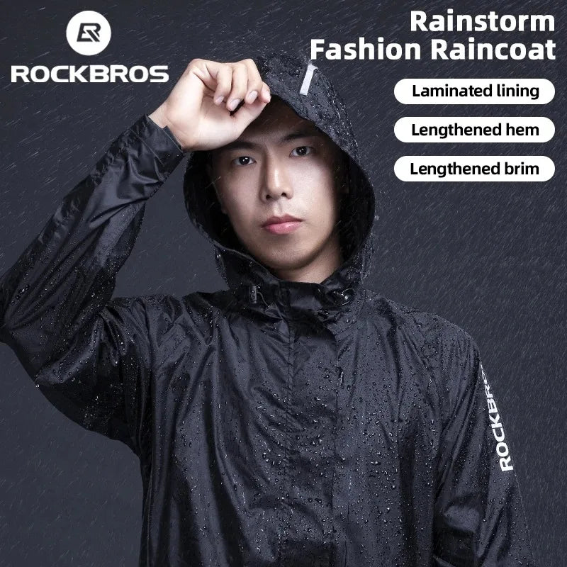 ROCKBROS Waterproof Cycling Jacket — Men’s Hooded Reflective Rain Windbreaker — view 7 of sports & fitness