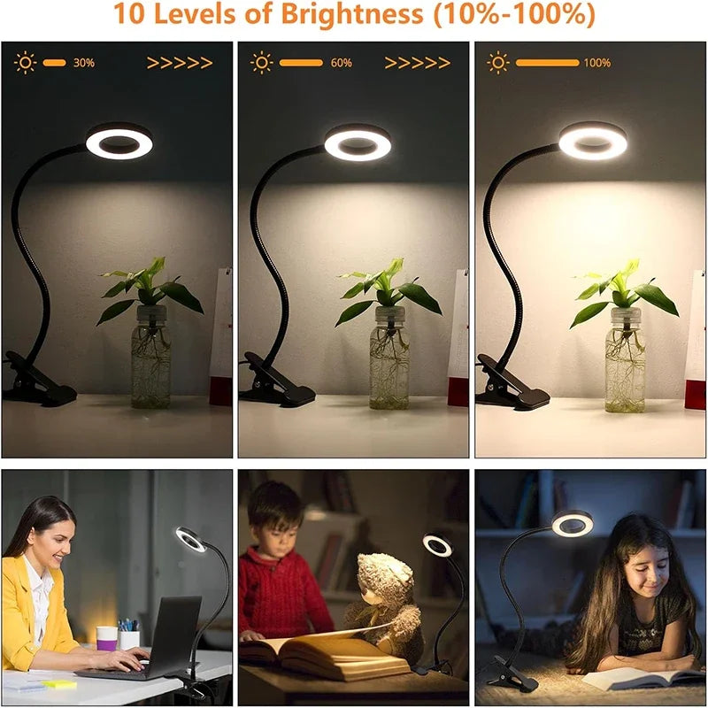 Reading Desk Lamp &mdash; Dimmable Flexible USB Clamp Book Light with 3 Modes &amp; 10 Brightness Levels — view 3 of lighting