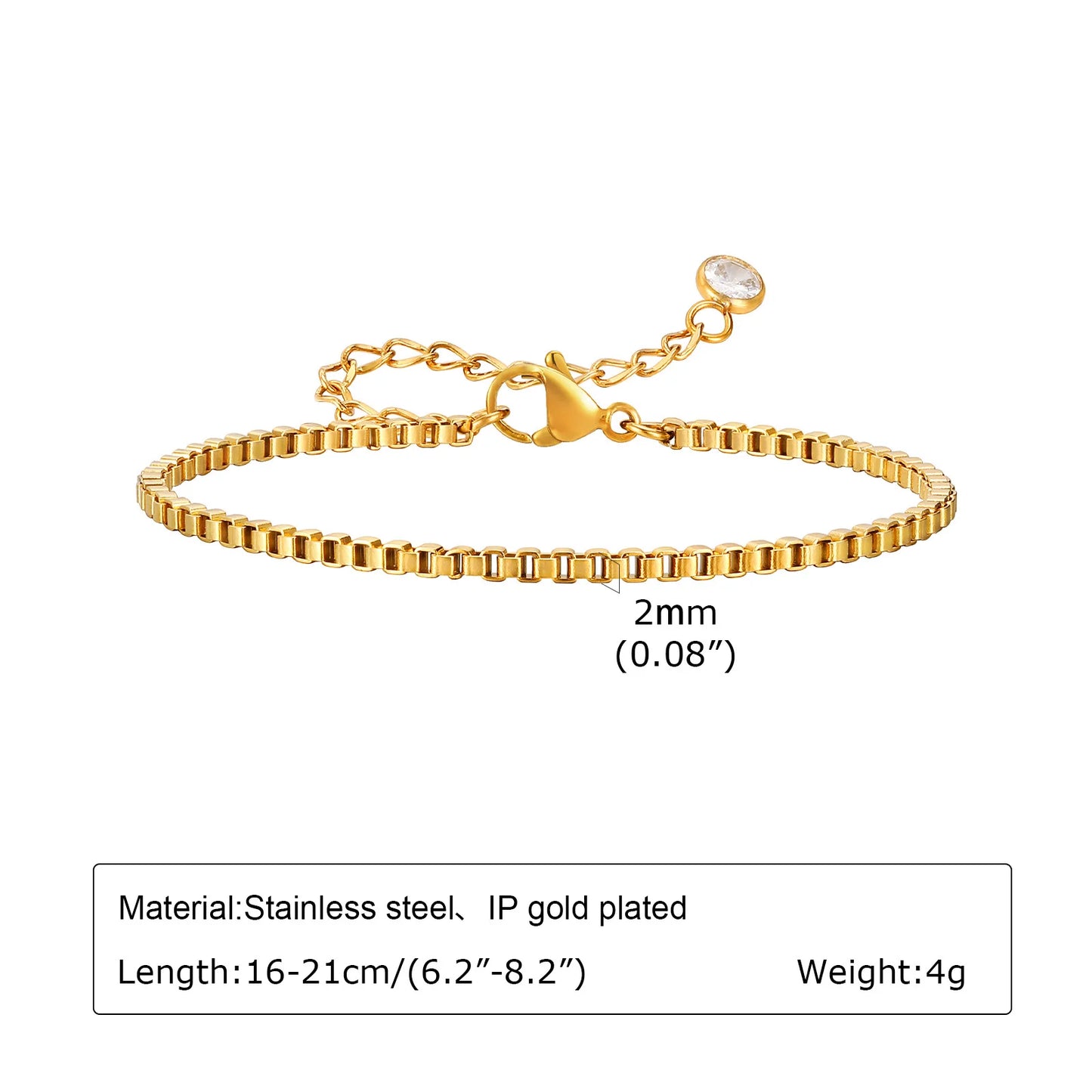 Women's Herringbone Chain Bracelet — Gold Plated Stackable Stainless Steel Jewelry