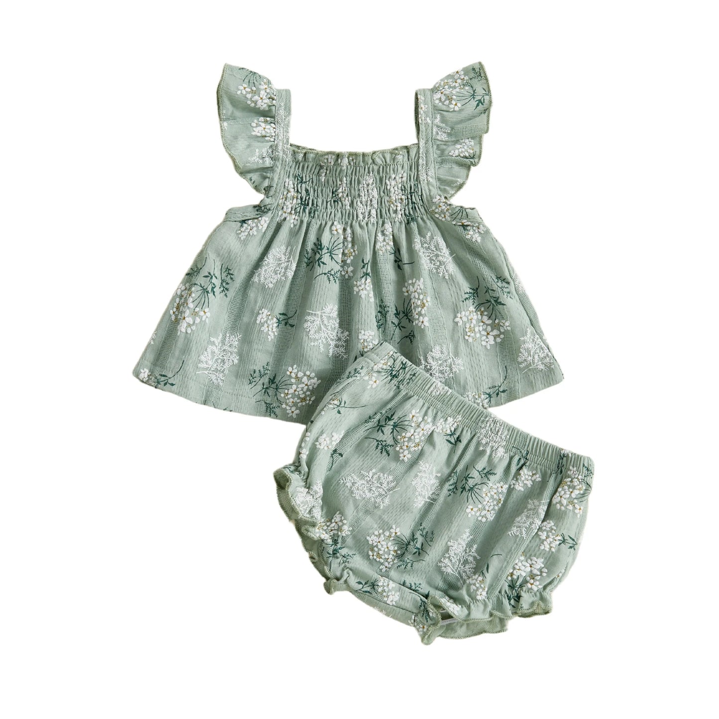 Toddler Girl Floral Flutter Sleeve Top & Shorts Set - Cottagecore Summer Outfit — view 8 of toddler sets