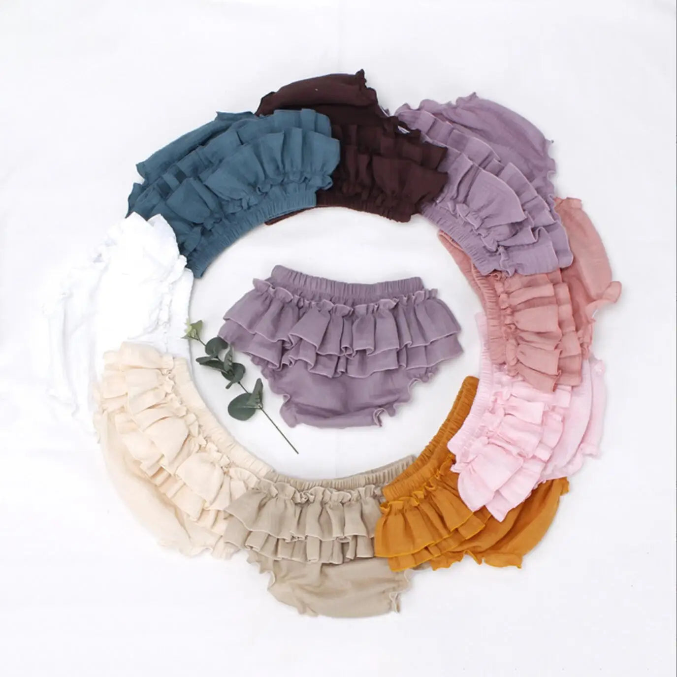 Baby Girls Double-Layer Ruffle Bloomer - Muslin Cotton Tutu Diaper Cover — view 2 of baby bottoms