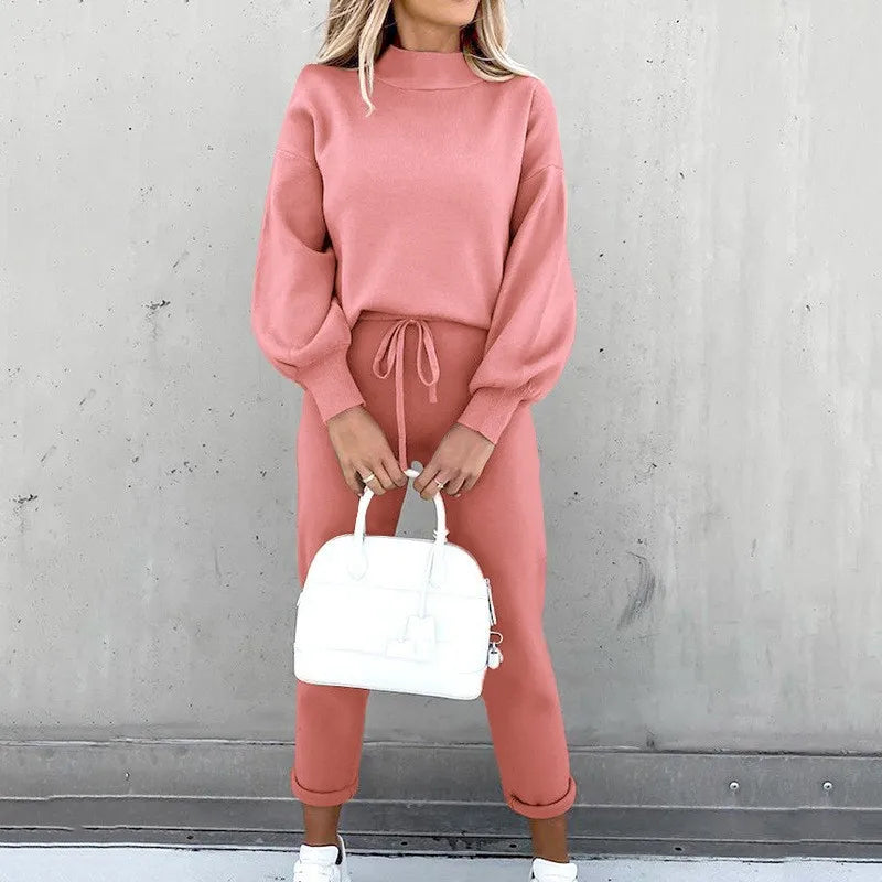 Autumn-Winter 2Pc Tracksuit &mdash; Women&rsquo;s Long-Sleeve Pullover Hoodie + Solid Jogger Pant Set — view 5 of tracksuits