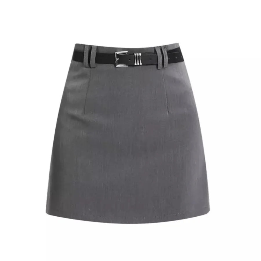 【HOT】Gray suit skirt for women in spring and autumn popular fashion small man high-waist slim fashionable a-line skirt slim hip — view 4 of product
